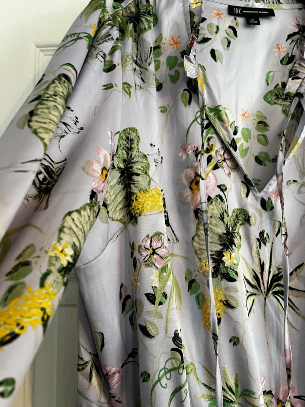 INC International Concepts Lavender Botanical Print Blouse - Picture 5 of 7